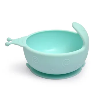

Easy To Clean Toddlers Non-toxic Silicone Durable BPA-free Anti-fall Arc Baby Bowl Anti-scalding Snail Shape Suction Cup Base