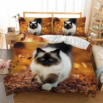 

3D rose Cute Cat Dog Digital Printing comforter bedding sets Duvet Quilt Cover Pet Animal Tribal Bed set Two Pillowcases Single