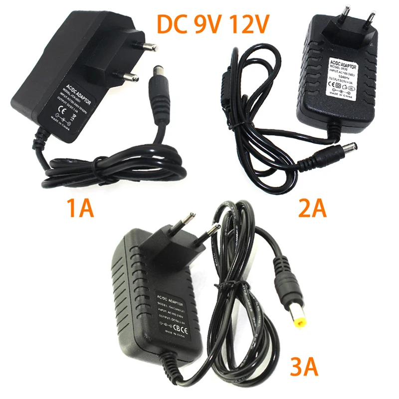 

AC 110-240V DC 9V 12V 1A 2A 3A Power Adapter Supply Charger Adapter 9V 12V 5.5mm x 2.5mm EU US Plug Power For Led Strip Lamp