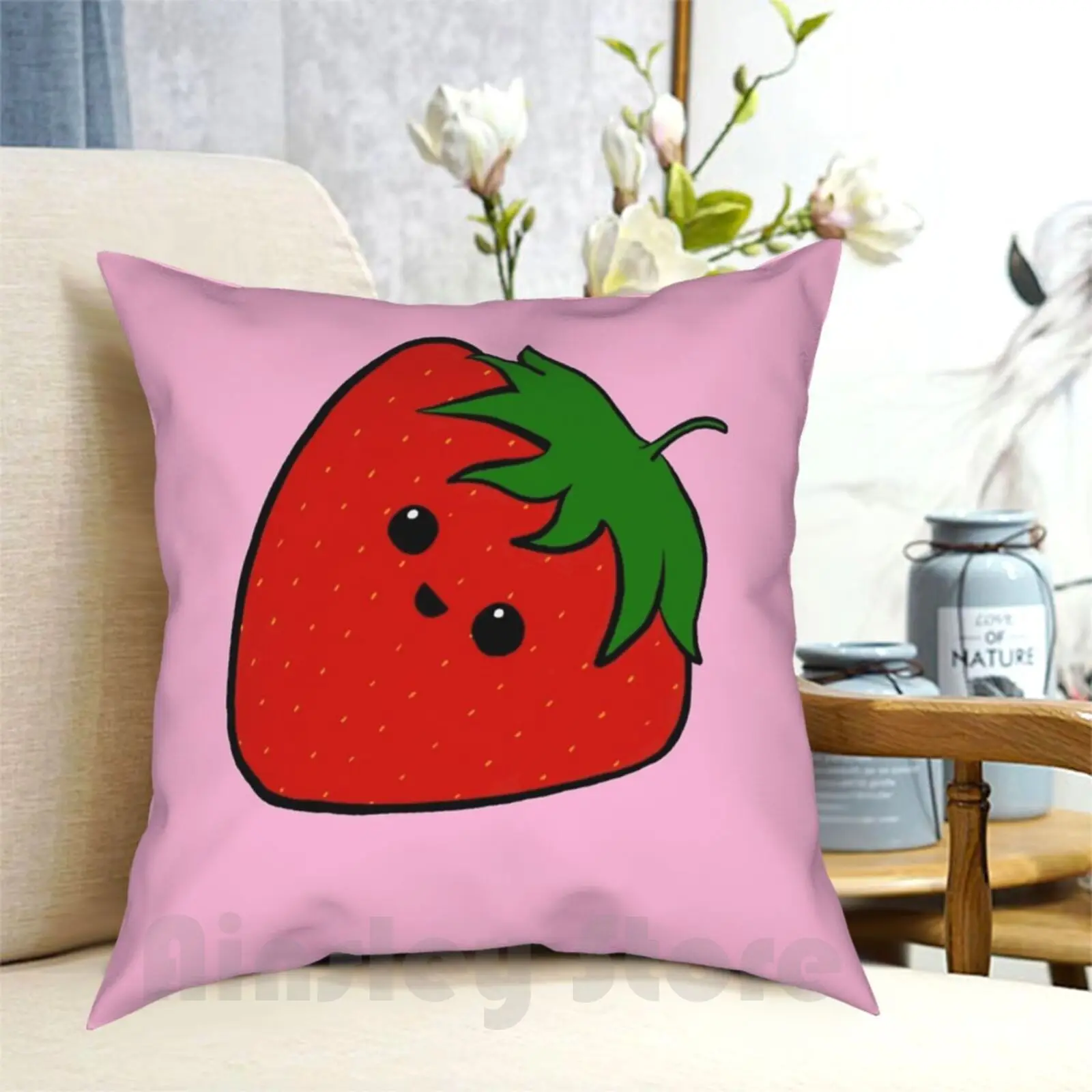 

Cute Strawberry Pillow Case Printed Home Soft Throw Pillow Strawberry Pattern Cute Strawberry Pattern Cute Strawberry