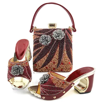 

High Quality Luxury Special Heels Shoes And Bags Se Nigerian Style Ladies Party Shoes And Bags To Match Set For Evening Dress
