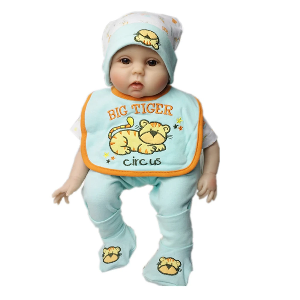 Reborn Boy Dolls Clothes Romper Set Reborn Newborn Baby Doll Clothes For 22-23inch Doll Clothing (Tiger Pattern)