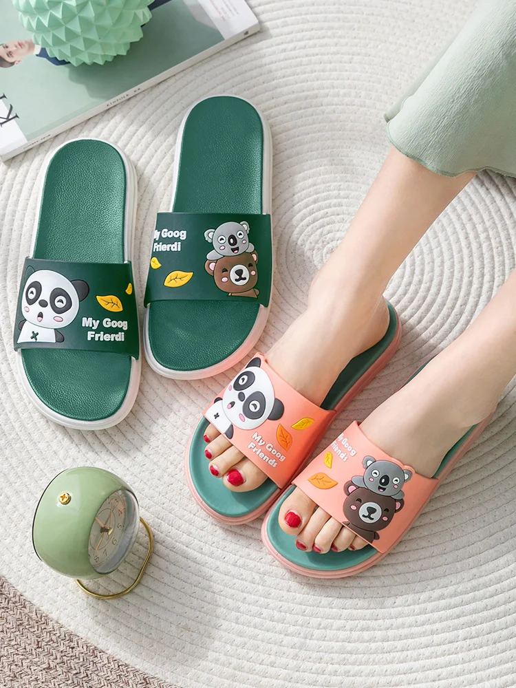Cool Slippers Couple Male Outside Wear a Pair of Thick Soles Slippers Ins Antiskid Household Household Cute Summer Indoor Female