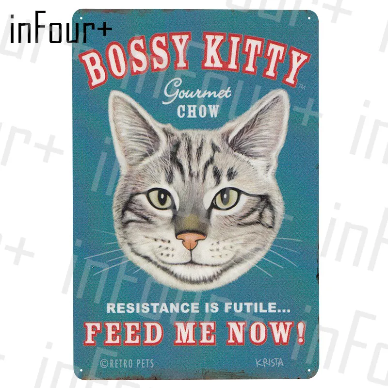 Bossy Kitty металлическая пластина Оловянная табличка Металл винтажный Декор металлический знак металлический плакат домашний бар украшение для паба винтажные плакаты