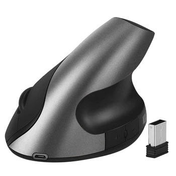 

Rechargeable Wireless Vertical Mouse, 2.4G Ergonomic Optical Mice with 3 Adjustable DPI 800/1200/ 1600 (Gray)