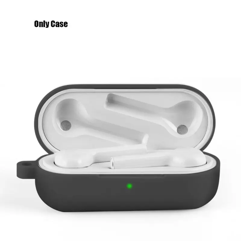 Силиконовый защитный чехол полное покрытие с карабином для huawei FreeBuds Lite