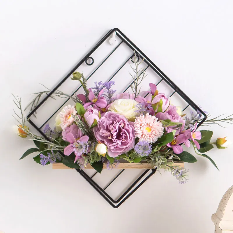 Iron Wall Flower Wall Decoration Simulation Flower Dry Flower Hall Corridor Flower Decoration Wall Decoration - Цвет: Type I