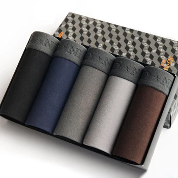 

4Pcs/Lot Men Underwear Cotton Boxer Shorts Solid Underpants Comfortable Breathable Male Trunk U Convex Panties