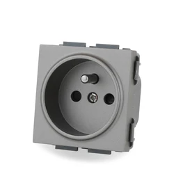 Customizable France Standard Electric Socket Power Outlet Module - Gray