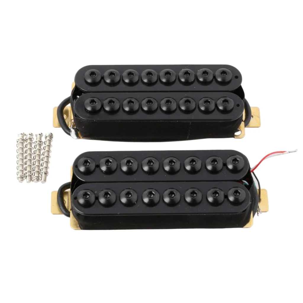 

2 Pieces Electric Guitar Humbucker Pickup 8 Strings with Screws Springs Black
