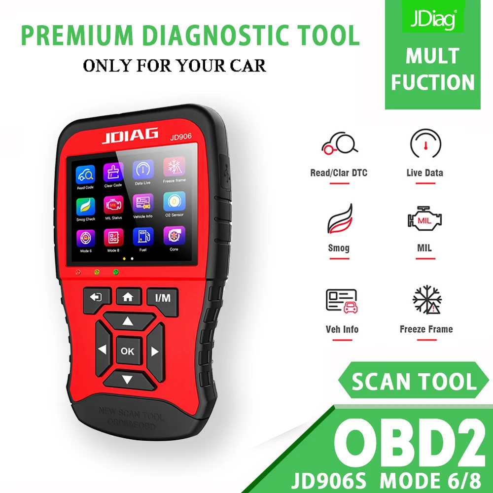 JDiag JD906S супер новый сканер OBD2 полный режим двигателя сиагностический инструмент