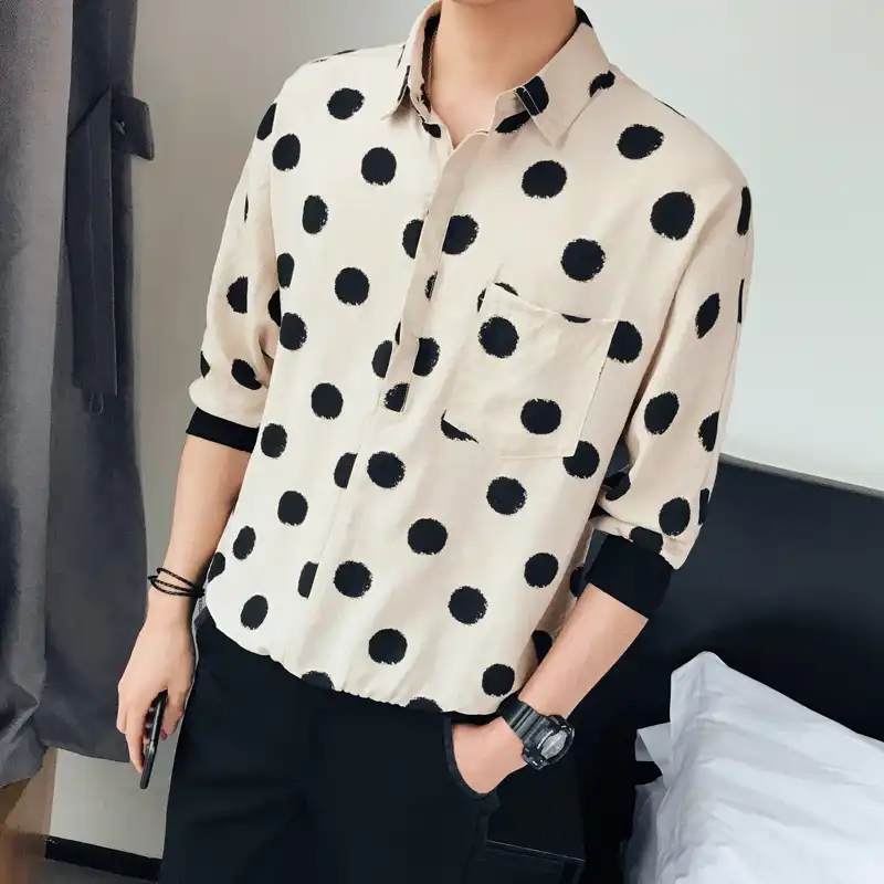 mens polka dot shirt short sleeve
