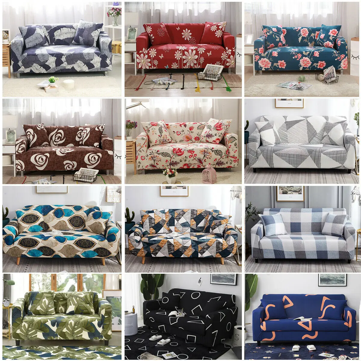 Sofa Covers 1/2/3/4 Seater Stretch Slipcover Couch Cover Loveseat Protector Home  Cover for Sofa