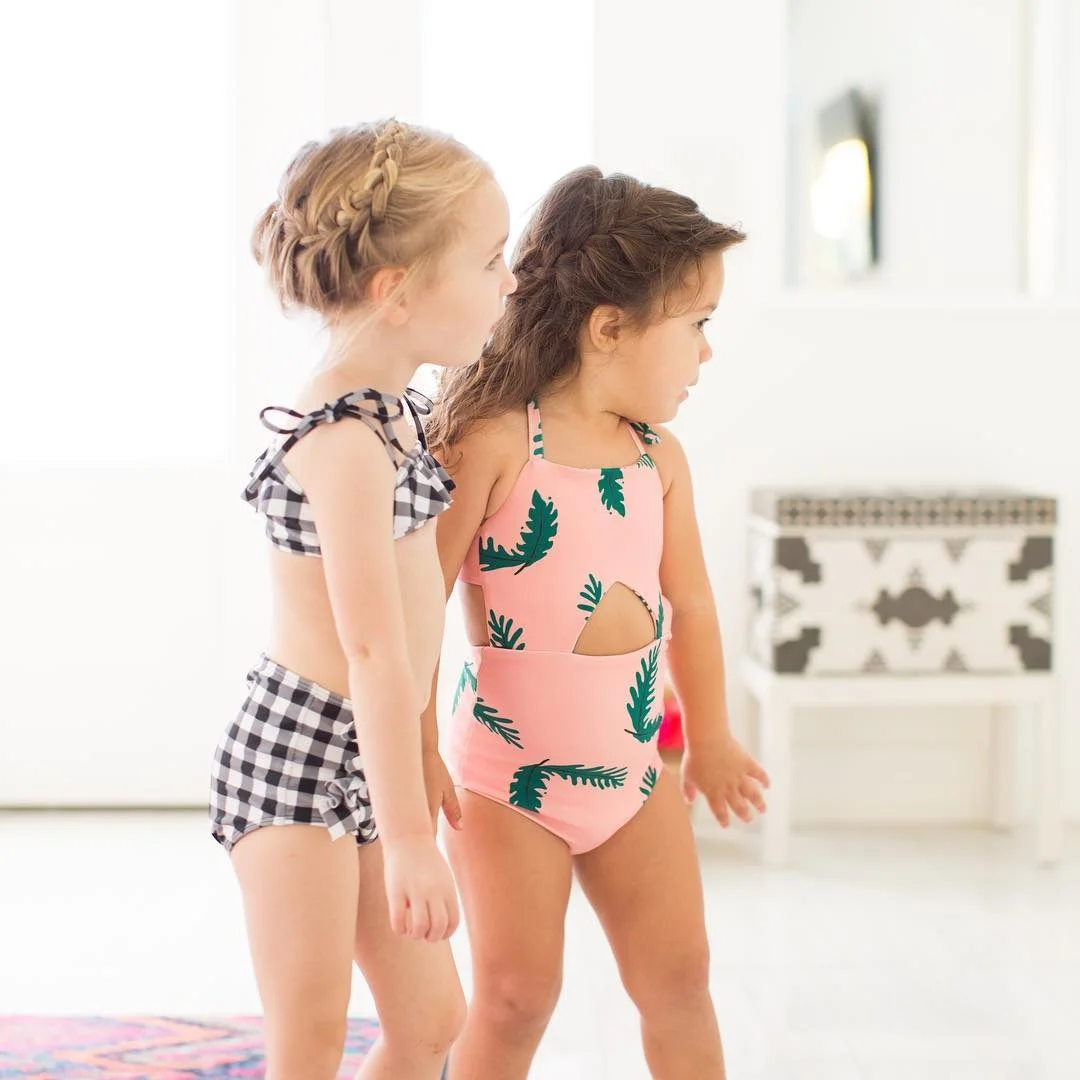 Детский тропический купальник для маленьких девочек; одежда для плавания; танкини; купальник бикини