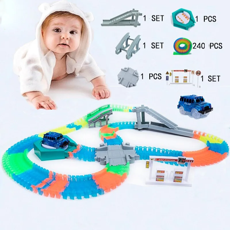Track set 2 5,5 см DIY универсальные аксессуары для светится в темноте магический трек обучающий вагон игрушка гоночный вагон для детей игрушки подарок - Цвет: Track set 2