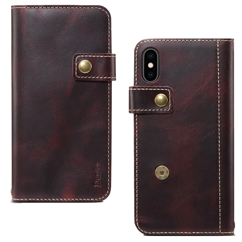 Для iPhone XS XR подлинный Флип-кейс iPhone 7 8 ремешок Ретро воловья кожа телефон Чехол кошелек смарт-чехол для iPhone XS Max