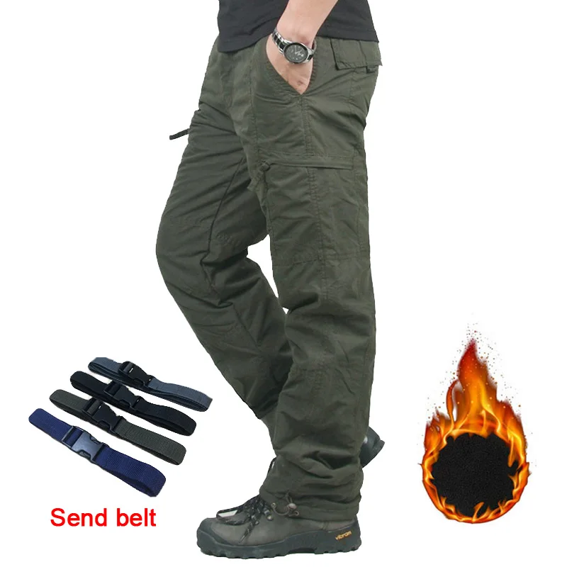 

2022 Brand Winter Double Layer Men's Cargo Pants Warm Baggy Pants Cotton Trousers For Men Male Military Camouflage Tactical