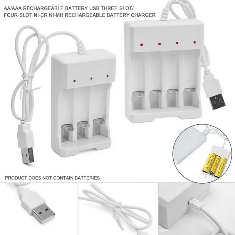 

Universal USB Output 3 / 4 Slot Battery Charger Adapter for AA / AAA Battery Rechargeable Quick Charge Battery Charging Tools