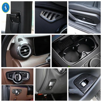 

Carbon Fiber Look Interior Refit Kit Head Lamps / Air AC Panel Cup Holder Cover Trim For Mercedes-Benz E Class W213 2016 - 2020