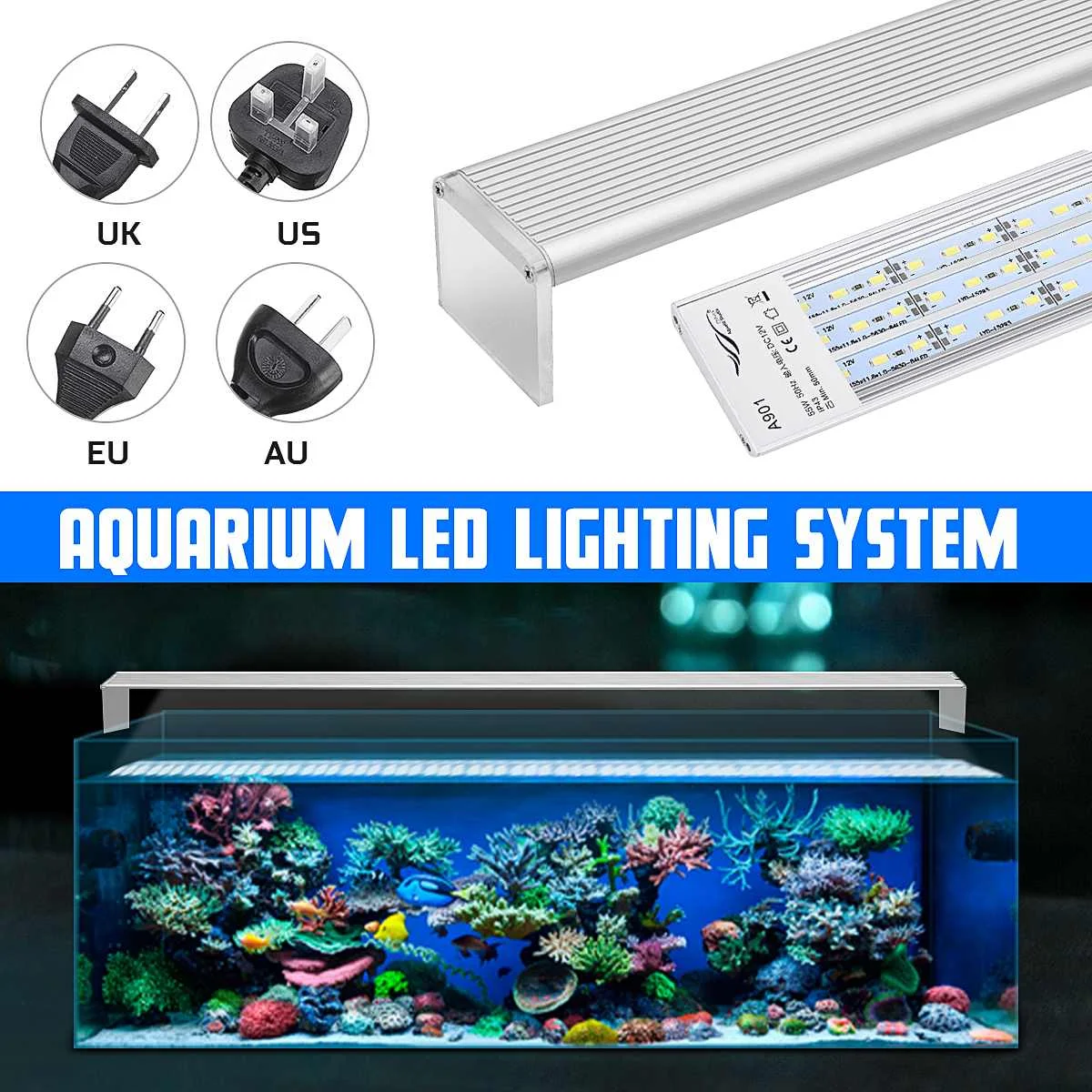 90 см 55 Вт аквариумный светодиодный фонарь полный спектр яркий затемнения тихий фильтр-водопад для аквариума свет