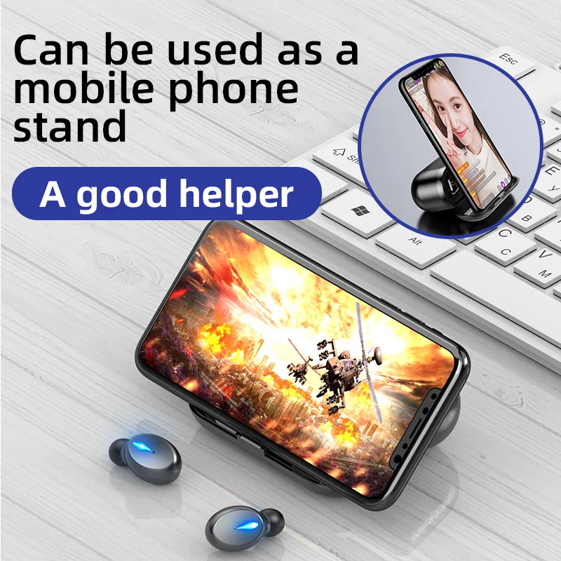TWS Bluetooth 5 0 Earphones 2200mAh Charging Box Wireless Headphone 9D Stereo Sports Waterproof Earbuds Headsets With Microphone