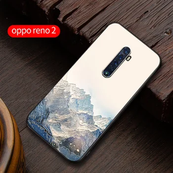 

reno2 Embossed vintage East Asian Chinese Japanese style case For Oppo Reno 2 Reno 2Z Snow Mountain Decree Crane cover