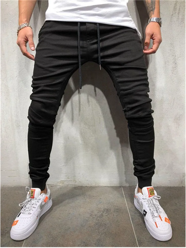 Бутик повседневные обтягивающие мужские джинсы прямые джинсы/мужские брюки Jogger брюки «бермуды» - Цвет: black