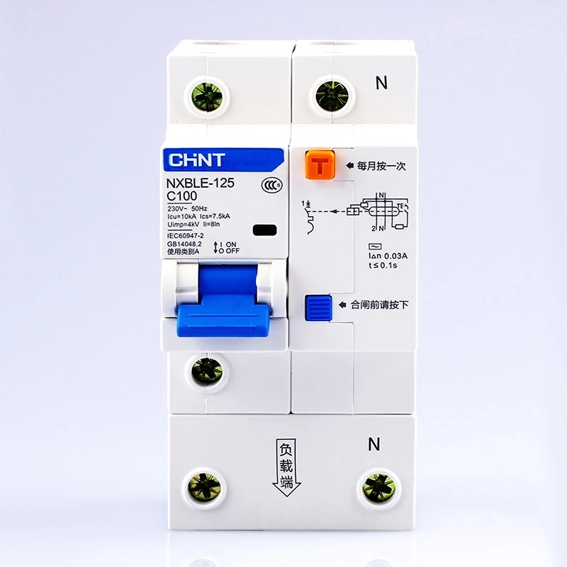

CHINT AC230/400V NXBLE-125 1P+N residual current device C 63 80 100 125A Electromagnetic release type C circuit interrupter