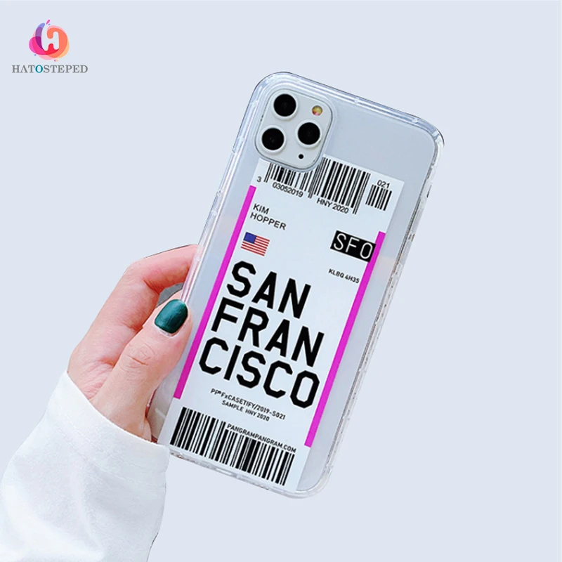 Ins Travel Label Country Phone Case For iPhone 11 Pro Max 7 8 6 6s Plus X XR XS Flight Ticket Letter Soft Silicone Back Cover | Мобильные