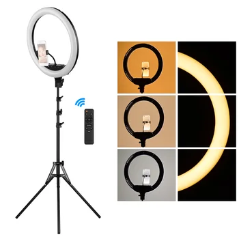 

18 Inch LED Ring Light Fill-in Lamp 2700K-5500K with Tripod Cell Phone Holders for Photography Shooting Makeup Vlogging Light