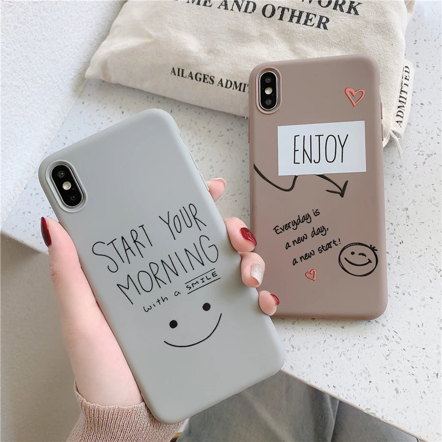 笑顔電話ケースiphone 11プロ6 6s 7 8プラスx Xr Xs最大ファッショングラフィティキャンディーカラーの手紙ソフトiphone Se Phone Case Covers Aliexpress