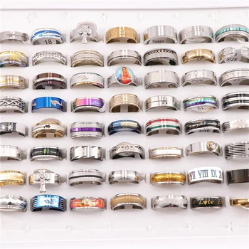 Fashion 20pcs/Lots Mens Womens Stainless Steel Jewelry Band Rings For Gift Party Mix Style