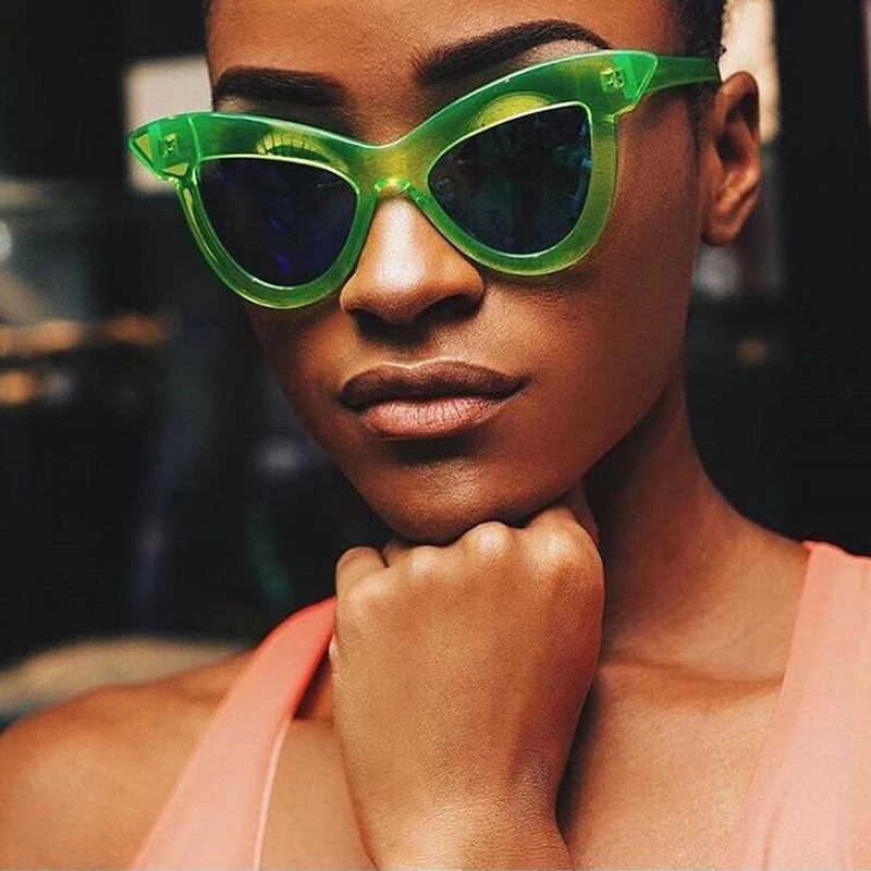 

2019 Eyebrow Sunglass Women Vintage Black Leopard Cat Eye Sunglasses Luxury Cute Cool Glasses