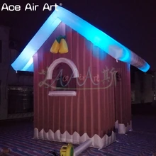 Высокое качество надувной Санта грот-палатка Рождество День коричневый надувной Рождественский логотип кабина с светодиодный светильник