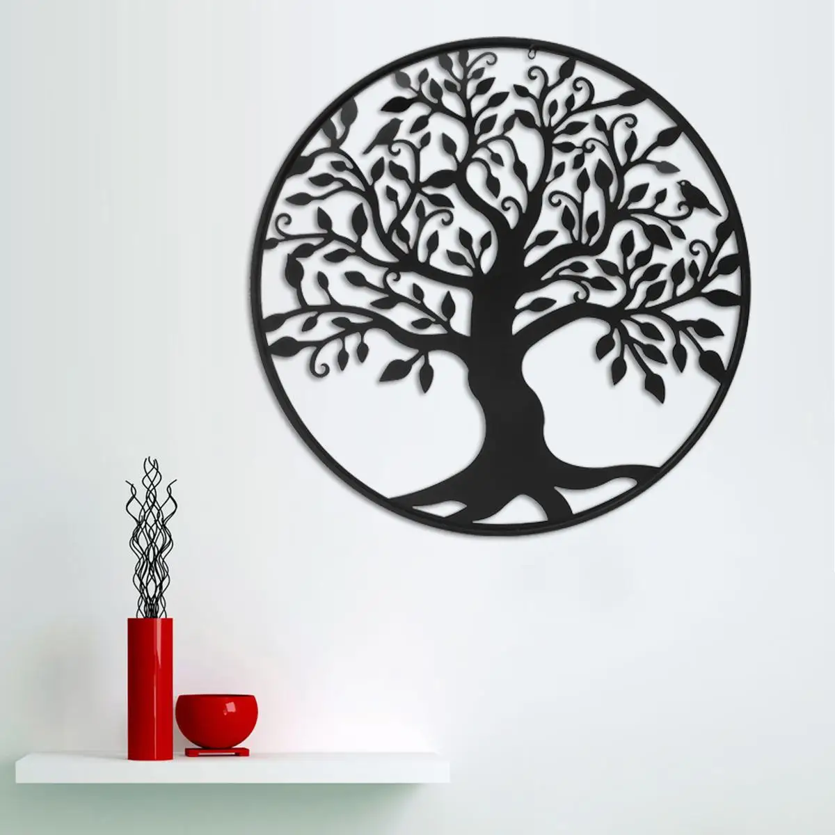 

Round Wall Hanging Decor Diameter 99cm Tree of Life Iron Art Sculpture Home Room Hanging Ornament Iron Tree Garden Wall Decor