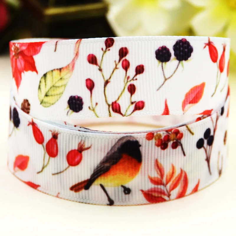 22 мм 25 38 75 Птицы мультфильм печатных Grosgrain ленты вечерние свадебные украшения 10