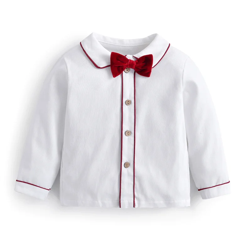 Newborn Clothes Suit Baby Boy Clothing Sets for Birthday Wedding Party Children Withe Blouse Velvet Pants 3Pcs Outfits With Hats - 2