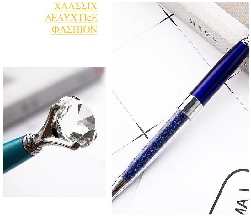 50 шт./лот, милая Шариковая ручка с драгоценным камнем, большая шариковая ручка из хрусталя и стекла, металлическая шариковая ручка, красивая подарочная ручка, школьные офисные принадлежности
