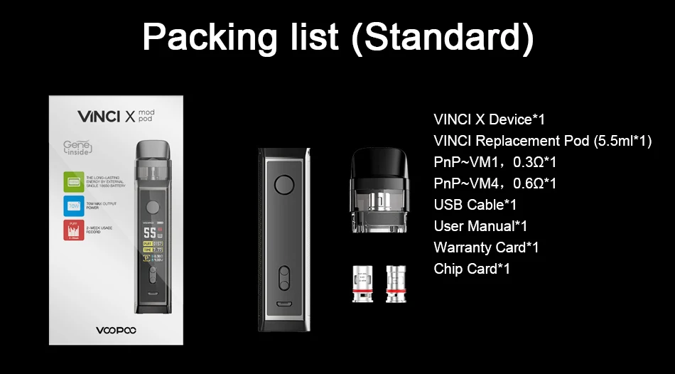 Новейший VOOPOO VINCI X Mod Pod Kit 5-70 Вт vape kit подходит для одной батареи 18650 электронная сигарета vs Vinci Kit/Drag 2