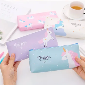 

Cute Pink Young Girl Soft Sister Rainbow Unicorn Pencil Case Creativity Small Fresh Pencil Case Student Pencil Bag