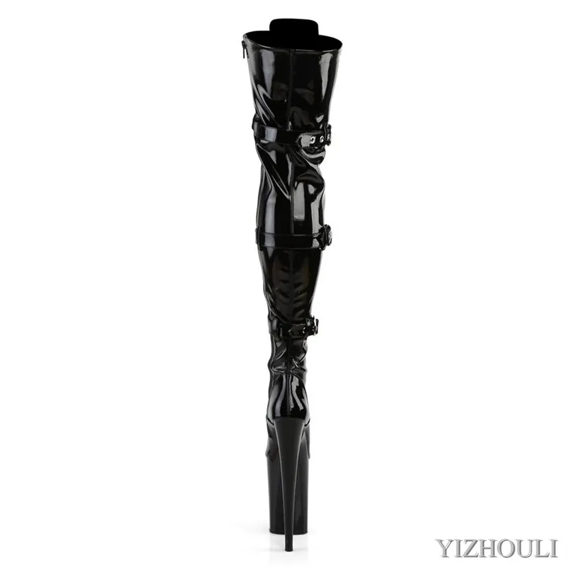 Gladiator women with 23 cm heels, sexy club pole dancing boots with 9 inch knee and thigh high boots