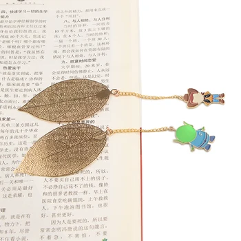 

CA790 Wholesale 10pcs/lot Dog Metal Bookmarks for Books Leaf Context Chain Bookmarks Office Accessories School Stationery Items
