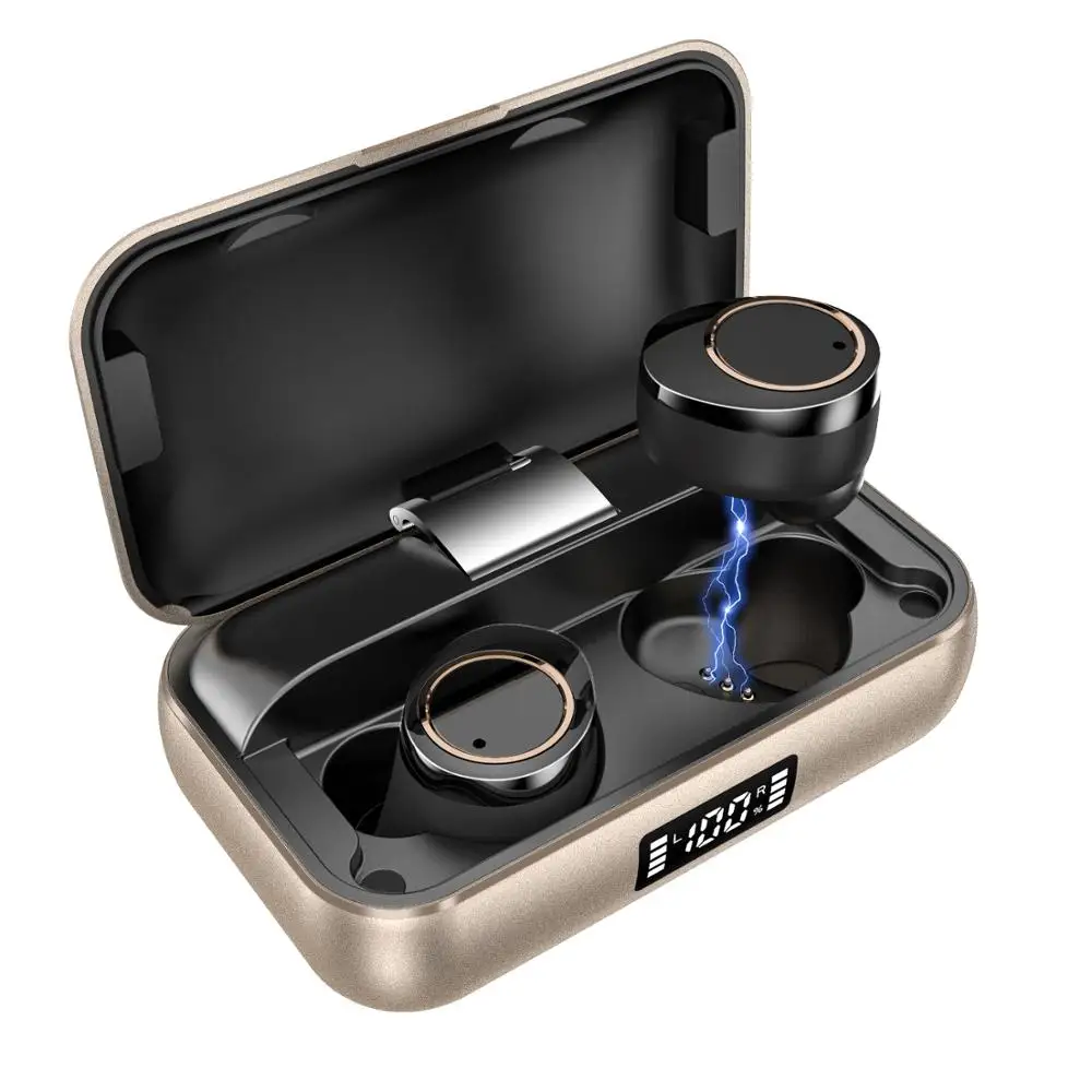 TWS X13 Bluetooth 5,0 металлические наушники с сенсорным управлением беспроводные наушники IPX7 водонепроницаемые наушники с шумоподавлением 5000 мАч - Цвет: Золотой