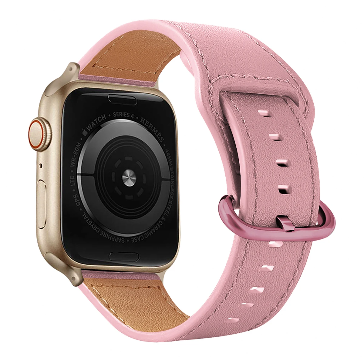 Стойкая натуральная кожа для apple watch 42 мм 38 мм для iwatch 44 мм 40 мм серия 5 4 3 2 1 петля ремешок - Цвет ремешка: Розовый