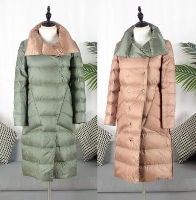 Sanishroly, две вещи, зимнее женское миди длинное двойное пальто, легкий пуховик, женские белые пуховики, верхняя одежда размера плюс, 3XL, S807 - Цвет: Bean green