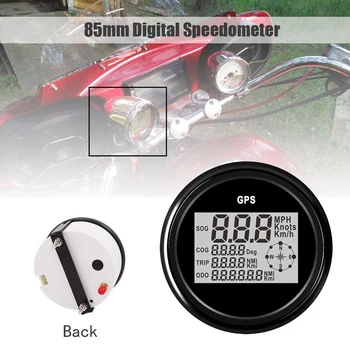 

85mm Digital Speedometer Gauge Boat 0-999 Knots Mph Km/H Adjustable Gps Speed Gauge Fit Boat Motorcycle Car Black