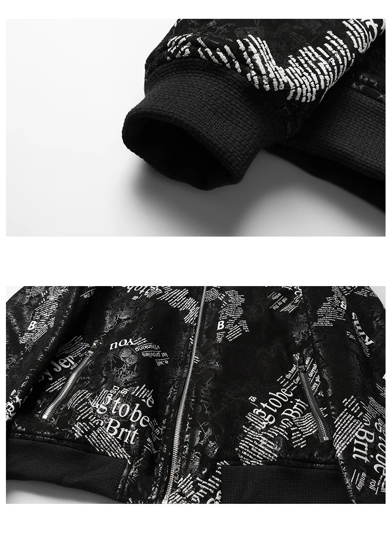 DK New Leather Genuine Clothing Men Short Real Sheepskin Leather Jacket Black Printing Ribbed Cuff Leather Outwear