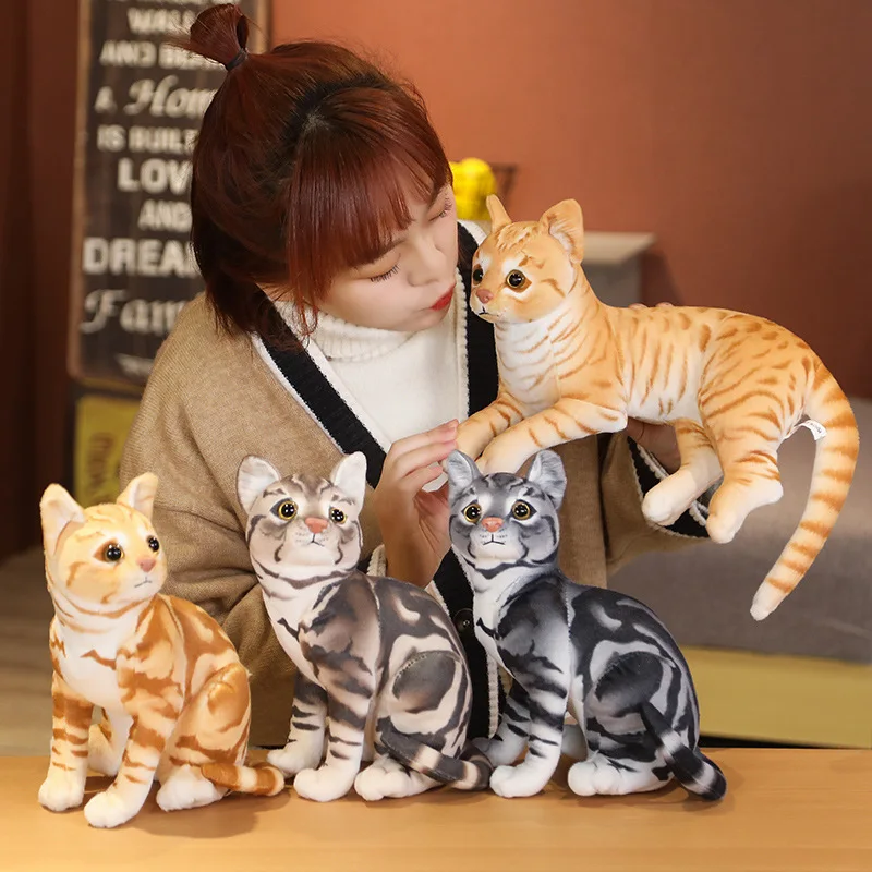 American Shorthair Siamese Cat Plush Stuffed Doll Animal Pet Toys For Children Home Decor Baby Gift Just6F