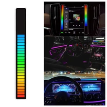 

2021 New Car Sound Control Light RGB Voice-Activated Music Rhythm Ambient Light with 32 LED 18 Colors Car Home Decoration Lamp