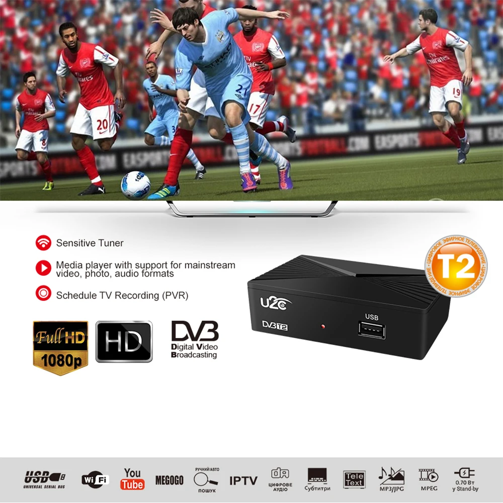 ТВ-тюнер DVBT2 1080P HD маленький цифровой Телевизор с декодером DVB T2 Wi-Fi ресивер